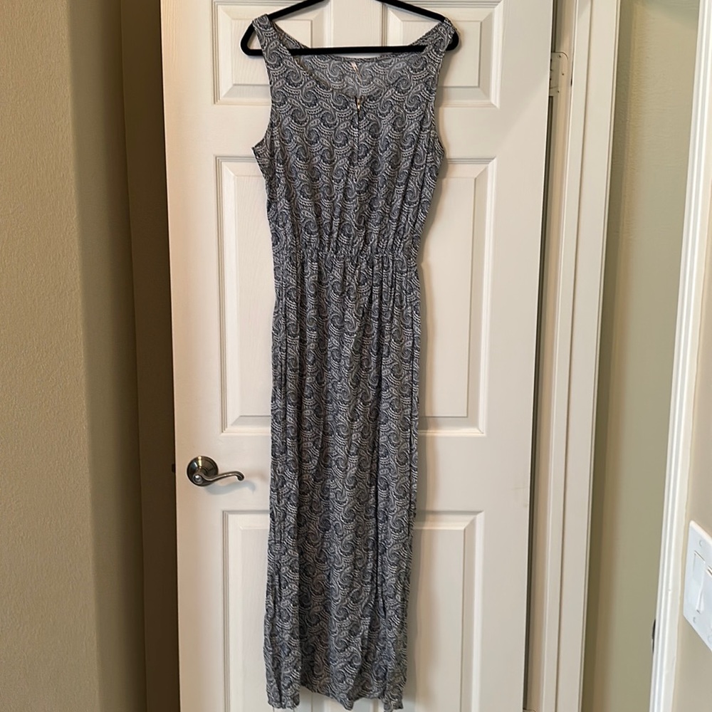 long blue and white dress